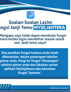 Soalan-Soalan Lazim Fungsi Janji Temu MySejahtera: Kenapa Tidak Dapat Membuka Fungsi Kamera Ketika Mendaftar Masuk Janji Temu?